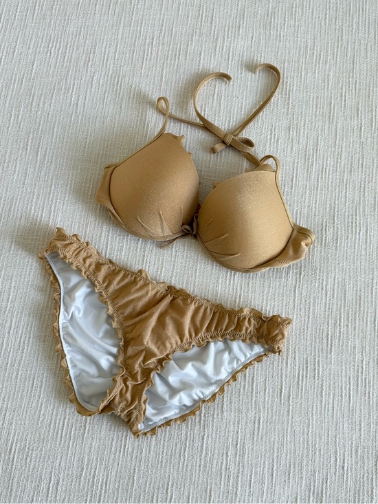 Victoria's Secret Other - Victoria's Secret Yellow Golden Ruffle-Trim Bikini Bottoms